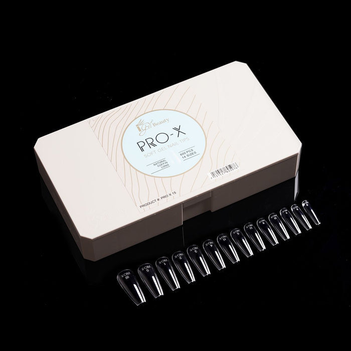PRO-X Soft Gel Nail Tips 15 - Natural Coffin Long