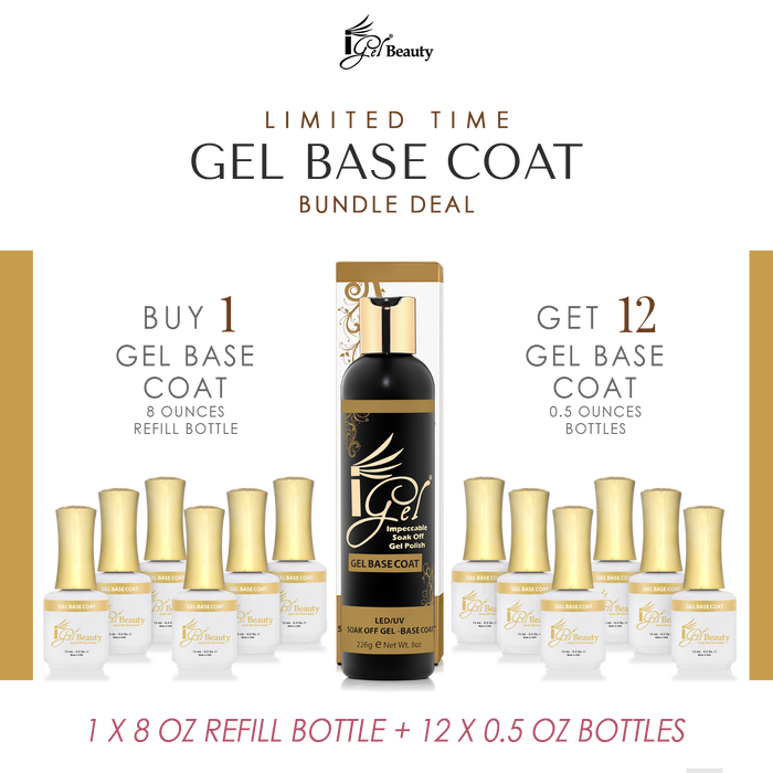 REFILL BUNDLE - IGEL BASE COAT- 8 OZ + 12 FREE 0.5 OZ BOTTLES