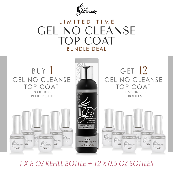 REFILL BUNDLE - IGEL NO CLEANSE TOP COAT - 8 OZ + 12 FREE 0.5 OZ BOTTLES