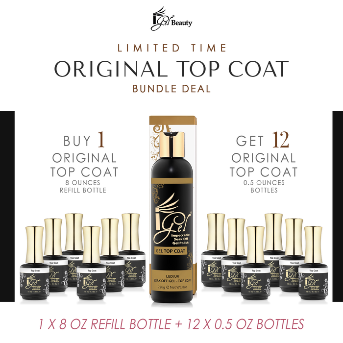 REFILL BUNDLE - IGEL ORIGINAL TOP COAT - 8 OZ + 12 FREE 0.5 OZ BOTTLES