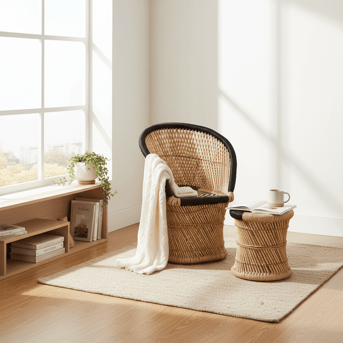 Rowan Natural And Black Chair And Stool