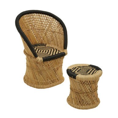 Rowan Natural And Black Chair And Stool