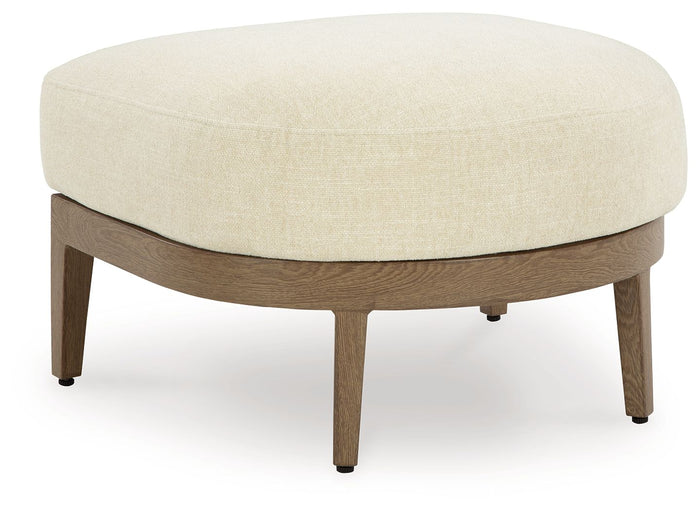 Serene Bay Dark Brown / White Ottoman With Cushion