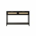 Sherman Black Wood and Rattan Two Drawer Console Table