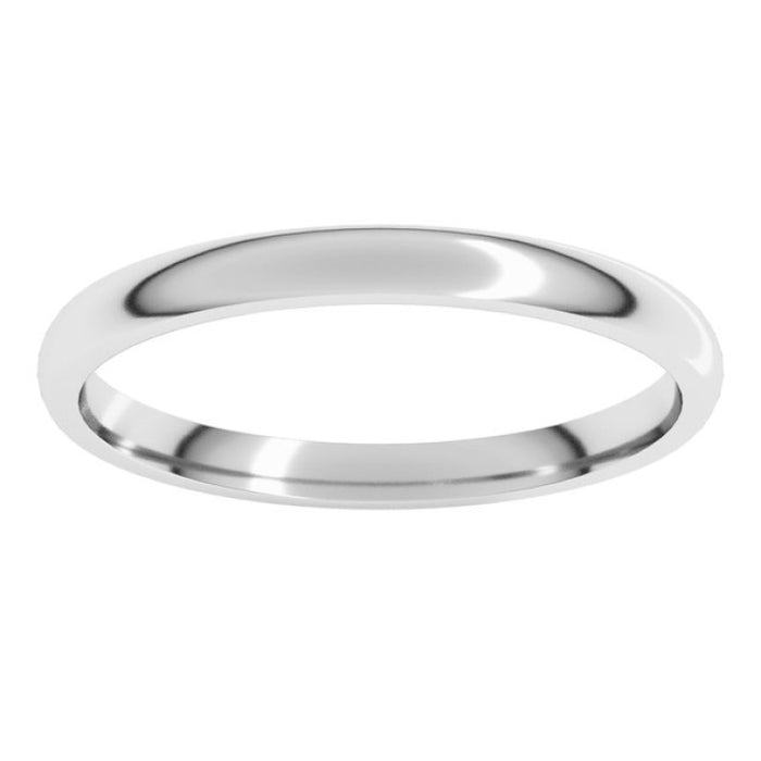 Sterling Silver 2 mm Lightweight Comfort-Fit Half Round Band Size 6.5