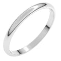 Sterling Silver 2 mm Lightweight Half Round Band Size 9