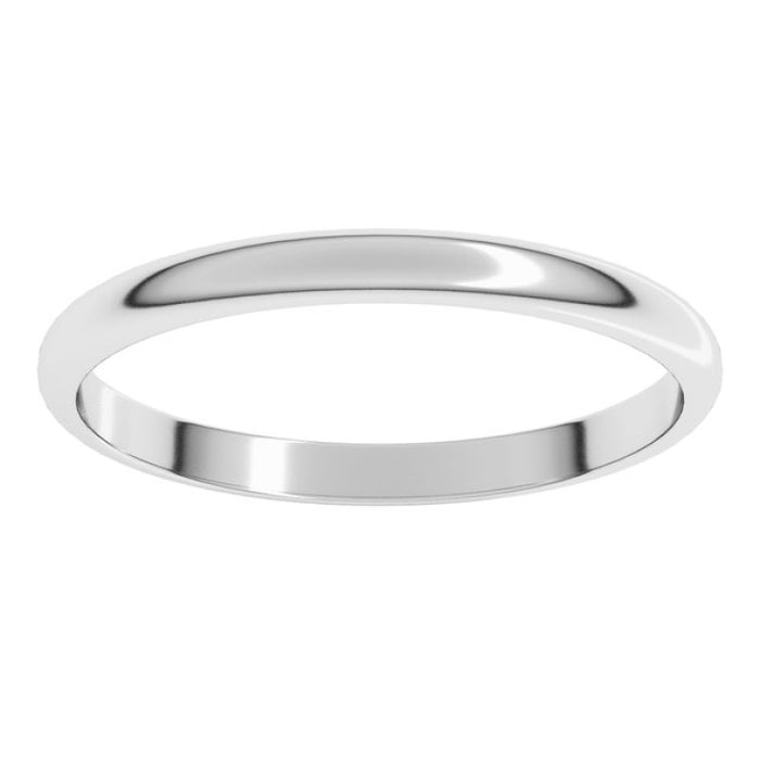 Sterling Silver 2 mm Lightweight Half Round Band Size 9