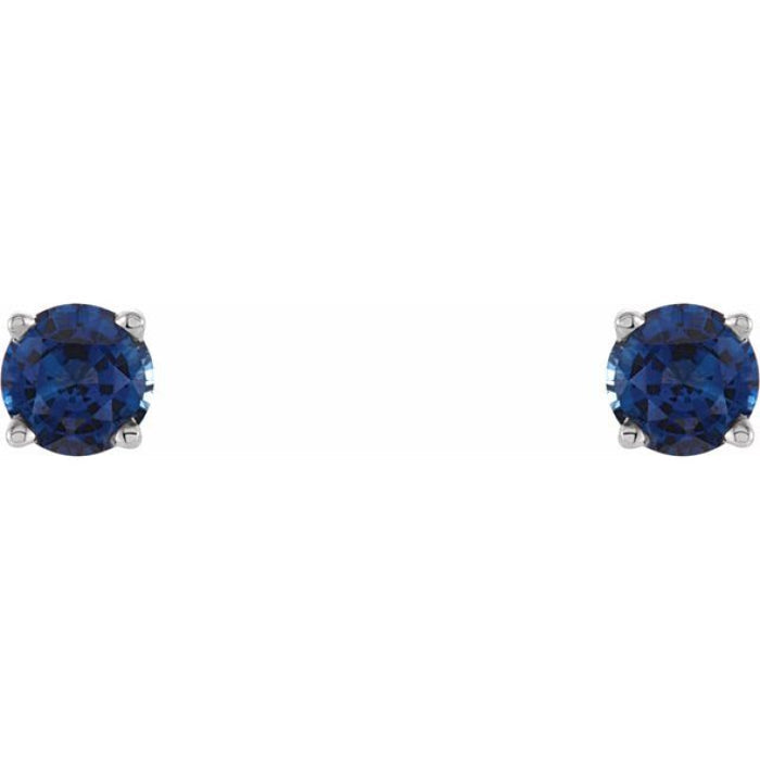 Sterling Silver 4 mm Lab-Grown Sapphire Earrings