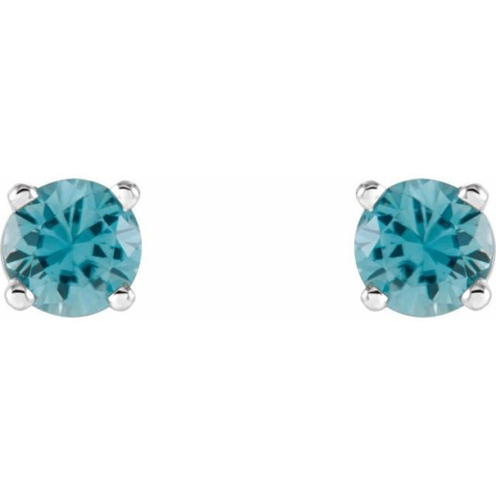 Sterling Silver 4 mm Natural Zircon Earrings