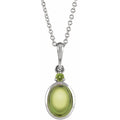 Sterling Silver 5x3 mm Natural Peridot 16-18" Necklace