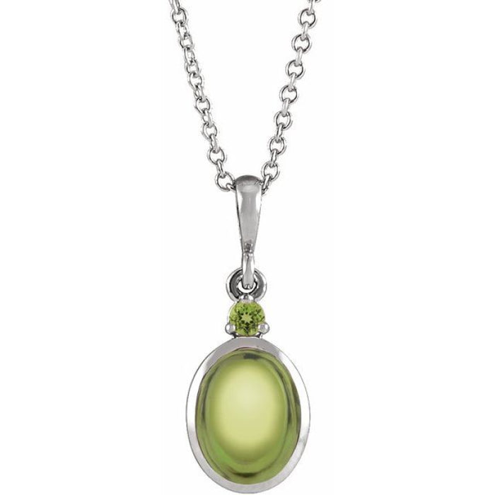 Sterling Silver 5x3 mm Natural Peridot 16-18" Necklace