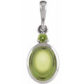 Sterling Silver 6x4 mm Natural Peridot Pendant