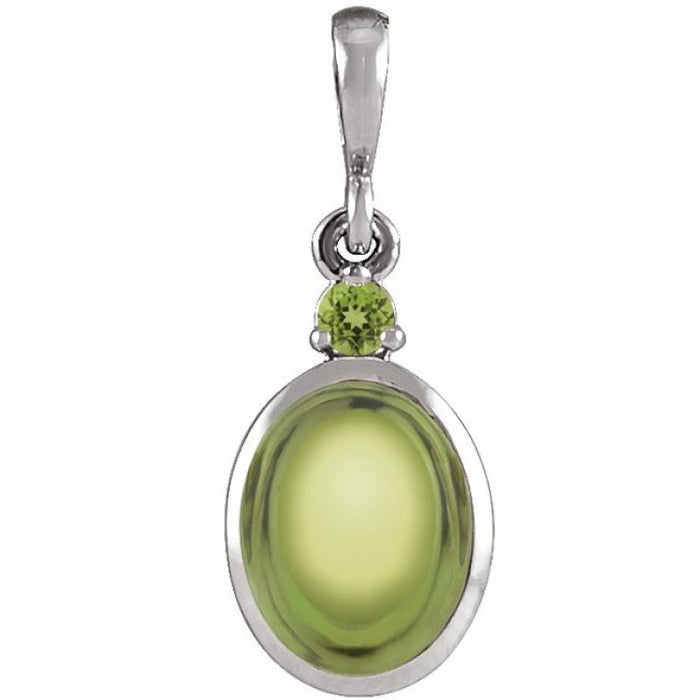 Sterling Silver 6x4 mm Natural Peridot Pendant