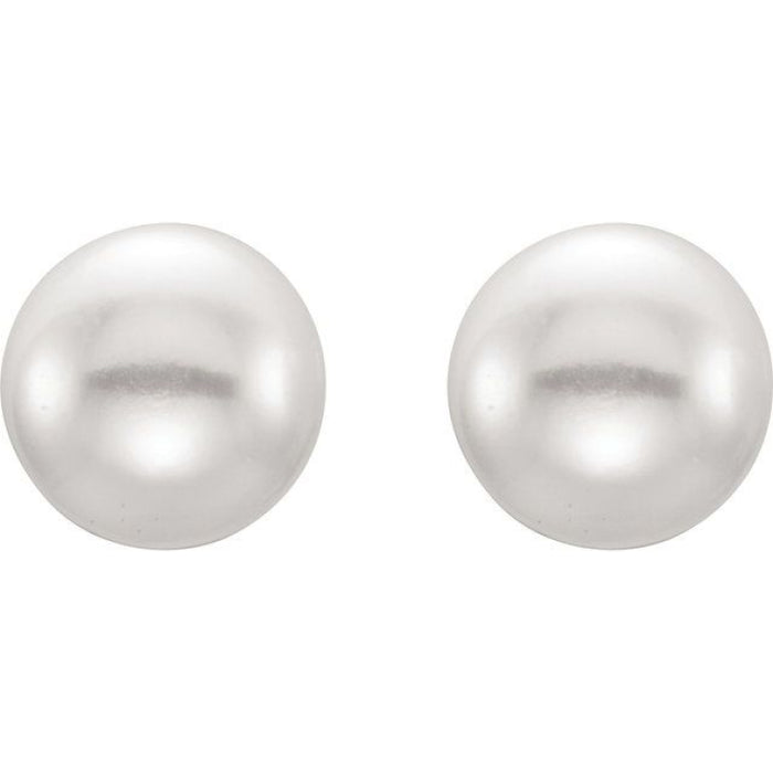 Sterling Silver 7-8 mm Cultured White Freshwater Button Pearl Earrings