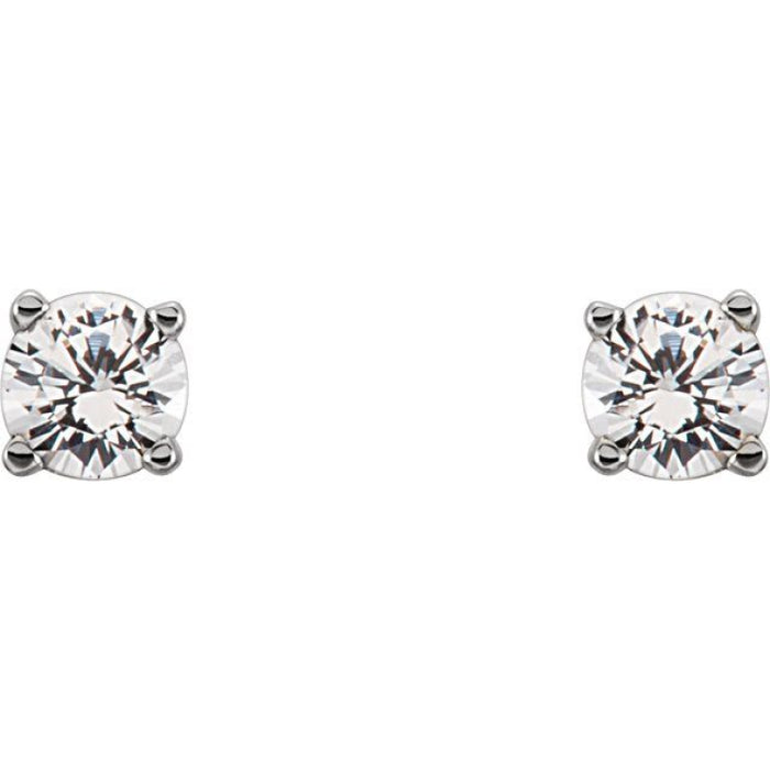 Sterling Silver Imitation Diamond Youth Earrings