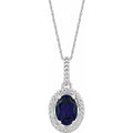 Sterling Silver Lab-Grown Blue Sapphire & .01 CTW Natural Diamond 18" Necklace