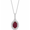 Sterling Silver Lab-Grown Ruby & .01 CTW Natural Diamond 18" Necklace