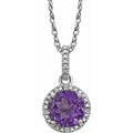Sterling Silver Natural Amethyst & .01 CTW Natural Diamond 18" Necklace