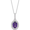 Sterling Silver Natural Amethyst & .01 CTW Natural Diamond 18" Necklace