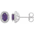 Sterling Silver Natural Amethyst & .025 CTW Natural Diamond Earrings