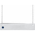 Sterling Silver Natural Blue Sapphire Engravable Bar 16-18" Necklace