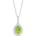 Sterling Silver Natural Peridot & .01 CTW Natural Diamond 18" Necklace