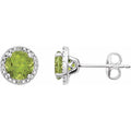 Sterling Silver Natural Peridot & .01 CTW Natural Diamond Earrings