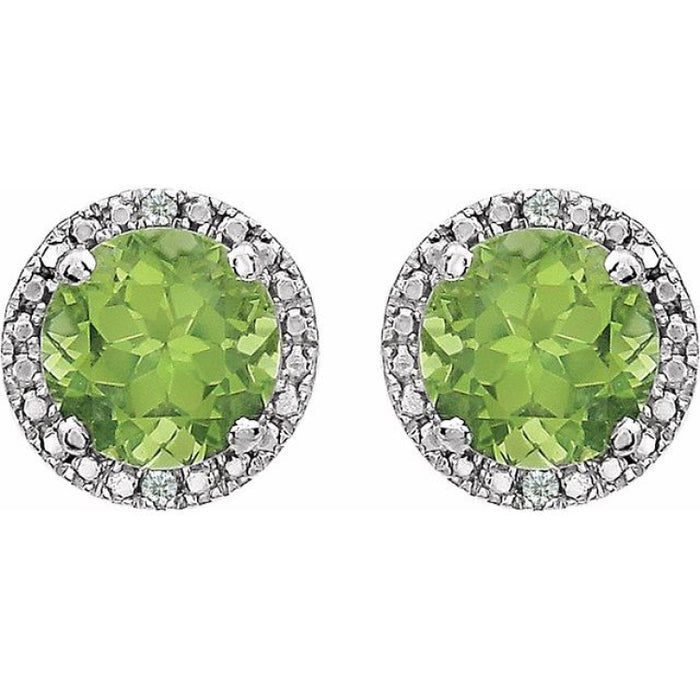 Sterling Silver Natural Peridot & .01 CTW Natural Diamond Earrings