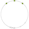 Sterling Silver Natural Peridot Bezel-Set 3-Stone 6 1/2-7 1/2" Bracelet