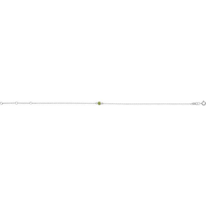 Sterling Silver Natural Peridot Bezel-Set Solitaire 6 1/2-7 1/2" Bracelet