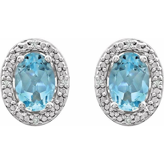 Sterling Silver Natural Sky Blue Topaz & .025 CTW Natural Diamond Earrings