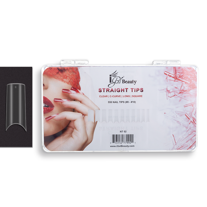Straight Nail Tips - NT02 Long Square (Clear)