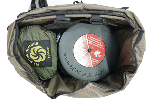 Swift V Hiking Backpack with bear canister inside