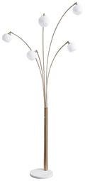 Taliya Champagne / White Metal Arc Lamp