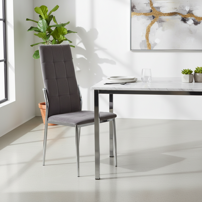 Tamzin Grey Velvet High Back Dining Chair