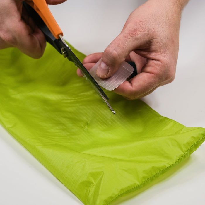 Tenacious Tape Silnylon Patches in use