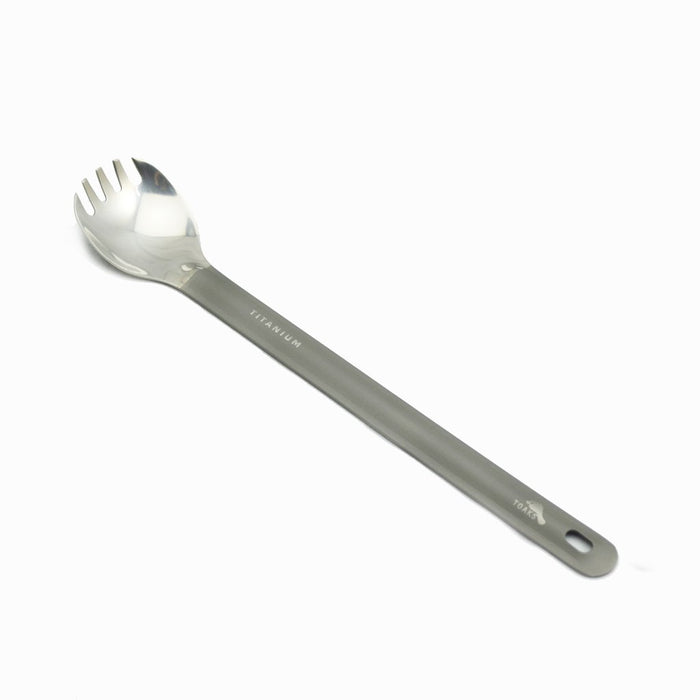 Titanium Long Handle Spork - Silver
