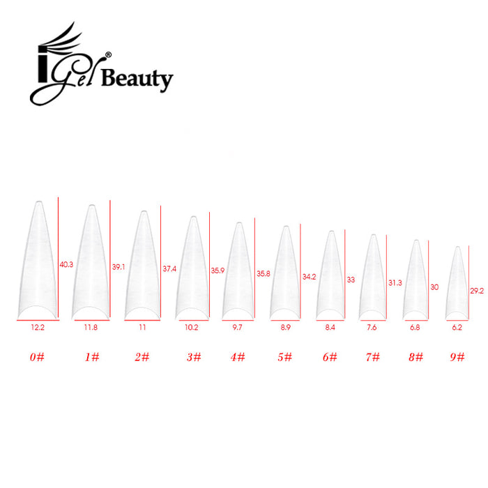 Universal Nail Tips - NT01 - Stiletto (Clear)