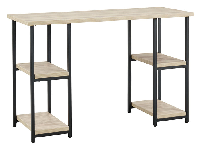 Waylowe Natural / Black Home Office Desk Double-Shelf Pedestal
